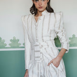 MARIANA IVORY EMBROIDERED STRIPED KAFTAN