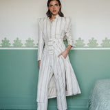 MARIANA IVORY EMBROIDERED STRIPED KAFTAN