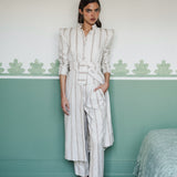 MARIANA IVORY EMBROIDERED STRIPED KAFTAN