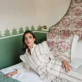 MARIANA IVORY EMBROIDERED STRIPED KAFTAN