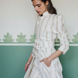 MARIANA IVORY EMBROIDERED STRIPED KAFTAN
