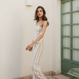 MARIANA IVORY EMBROIDERED STRIPE TROUSERS