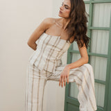 MARIANA IVORY EMBROIDERED STRIPE TROUSERS