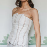 TOP MARFIL MARIANA EMBROIDERED STRIPE