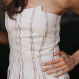 TOP MARFIL MARIANA EMBROIDERED STRIPE
