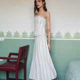 MARIANA IVORY EMBROIDERED STRIPED SKIRT