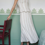 MARIANA IVORY EMBROIDERED STRIPED SKIRT
