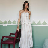 MARIANA IVORY EMBROIDERED STRIPED SKIRT