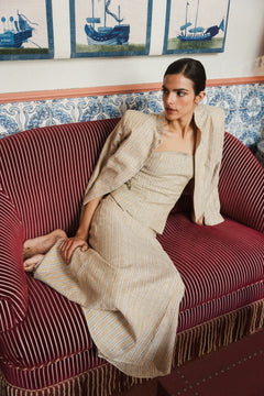 FALDA JOSEFA BEIGE OCRE RAYAS