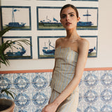 TOP JOSEFA BEIGE OCRE RAYAS