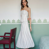 MARIANA IVORY EMBROIDERED STRIPED SKIRT