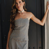 TOP JULIETA VICHY AZUL MARINO
