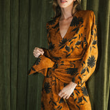 TOP KIMONO CANELA FLOR NEGRA