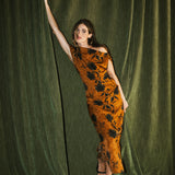 VESTIDO NUDO CANELA FLOR NEGRA