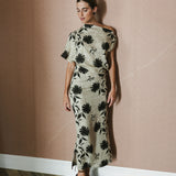 VESTIDO NUDO GILDA FLOR NEGRA