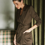 CHAQUETA BLAZER MER RAYA DIPLOMÁTICA MARRÓN