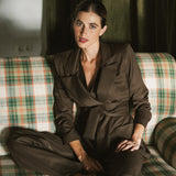 CHAQUETA BLAZER MER RAYA DIPLOMÁTICA MARRÓN